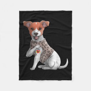 Jack Russell I Love Mom Tattoo Dog Shirt Funny Mot Fleece Blanket
