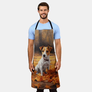 Jack Russell in Autumn Leaves Fall Inspire Apron