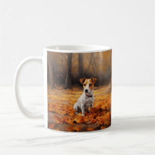 Jack Russell in Autumn Leaves Fall Inspire Coffee Mug