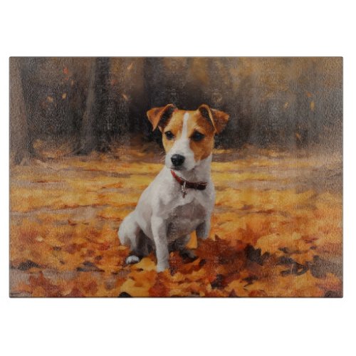 Jack Russell in Autumn Leaves Fall Inspire Cutting Board