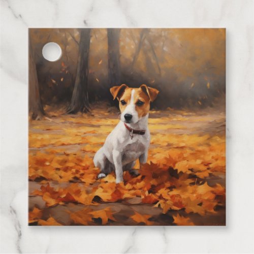 Jack Russell in Autumn Leaves Fall Inspire Favor Tags