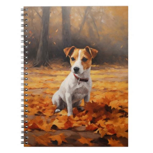 Jack Russell in Autumn Leaves Fall Inspire Notebook