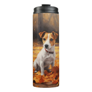 Jack Russell in Autumn Leaves Fall Inspire Thermal Tumbler