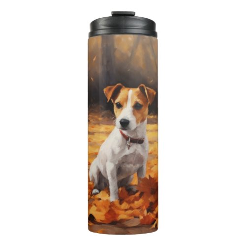 Jack Russell in Autumn Leaves Fall Inspire Thermal Tumbler