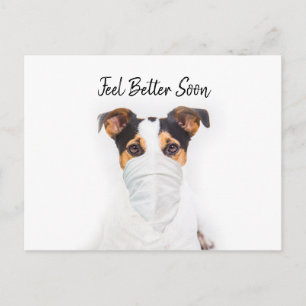 Jack Russell in bandana mask get well Postcard
