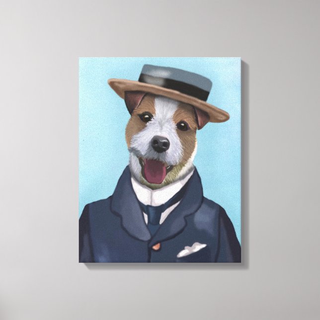 Jack Russell in Boater Canvas Print (Front)