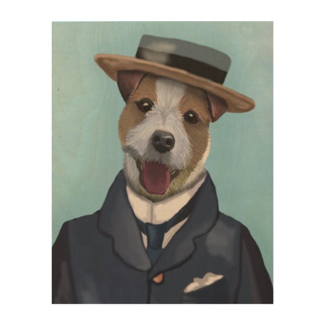 Jack Russell in Boater Wood Wall Decor (Front)