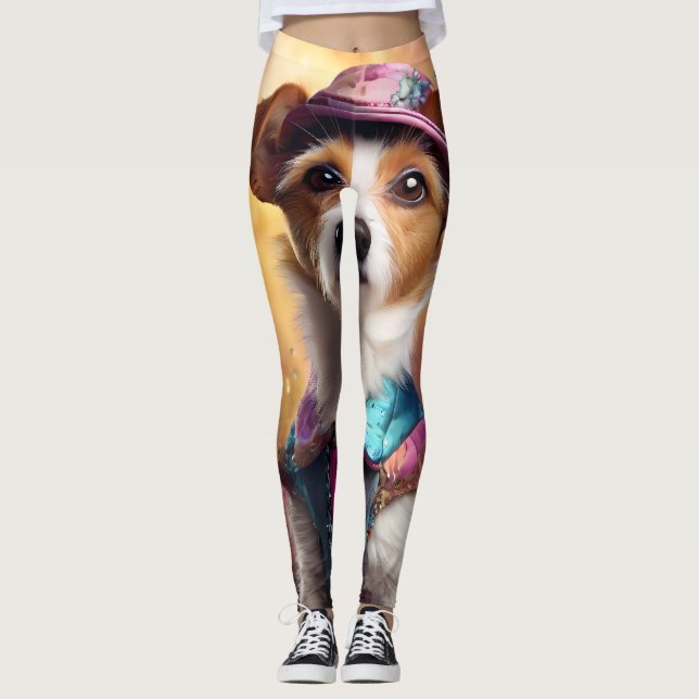  Jack Russell in Vibrant Costume Leggings (Front)