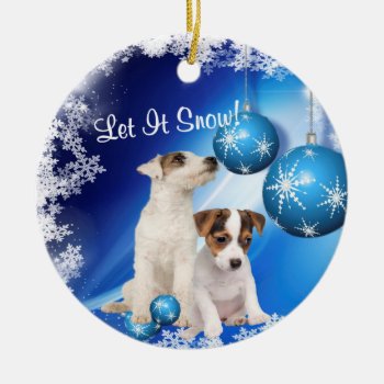 Jack Russell Let It Snow Holiday Greeting Ornament by 4westies at Zazzle
