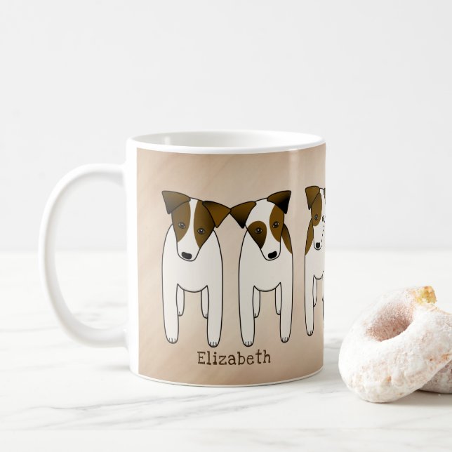 Jack Russell line up cute dogs personalized Coffee Mug (With Donut)