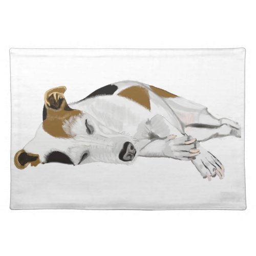 Jack Russell Lying Down Sleeping Cloth Placemat