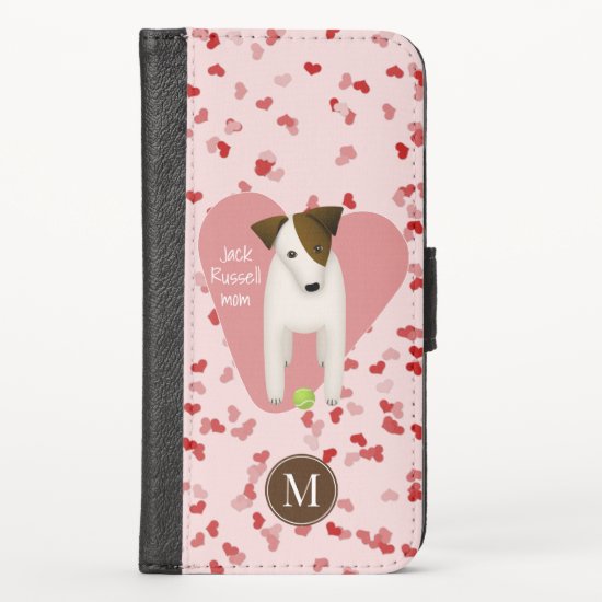 Jack Russell mom tiny hearts dog w tennis ball iPhone X Wallet Case