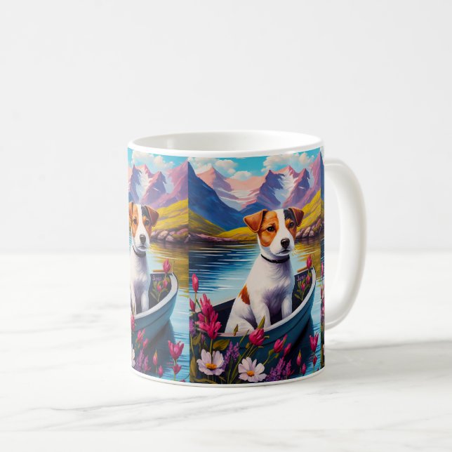 Jack Russell on a Paddle: A Scenic Adventure Coffee Mug (Front Right)