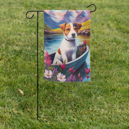 Jack Russell on a Paddle A Scenic Adventure Garden Flag