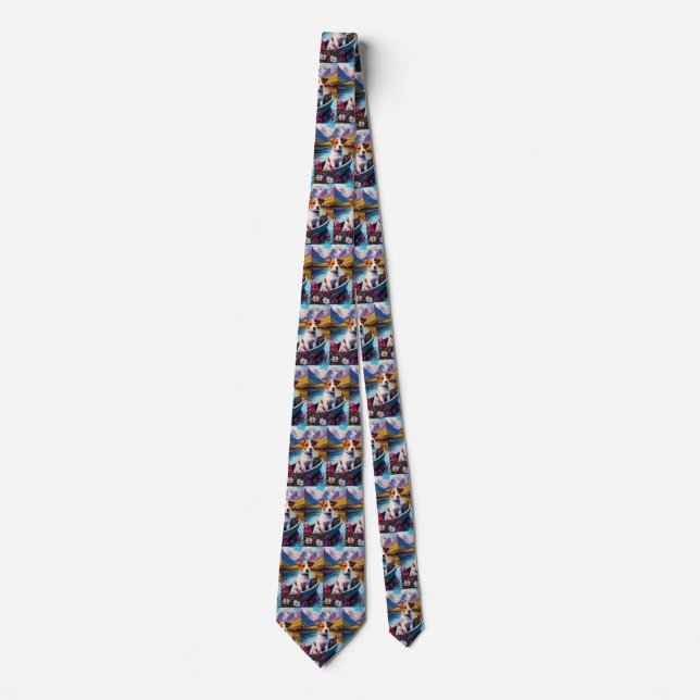 Jack Russell on a Paddle: A Scenic Adventure Neck Tie (Front)
