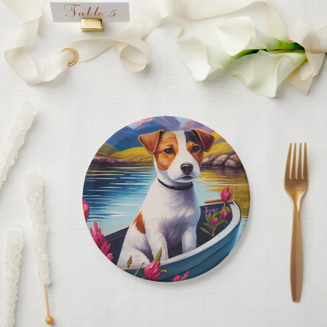 Jack Russell on a Paddle: A Scenic Adventure Paper Plates (Wedding)