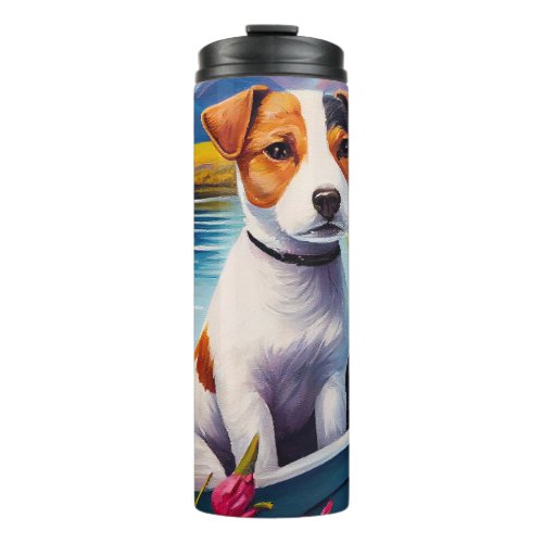 Jack Russell on a Paddle A Scenic Adventure Thermal Tumbler