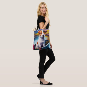 Jack Russell on a Paddle: A Scenic Adventure Tote Bag