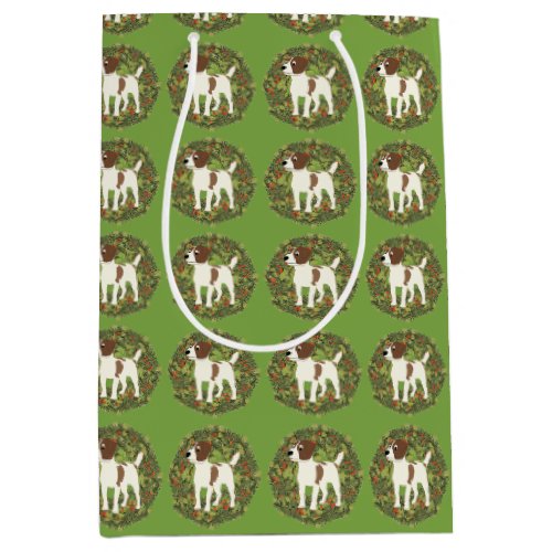 Jack Russell  Parson Terrier Wreath Medium Gift Bag
