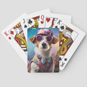  Jack Russell, Pink glasses and pink hat Poker Cards