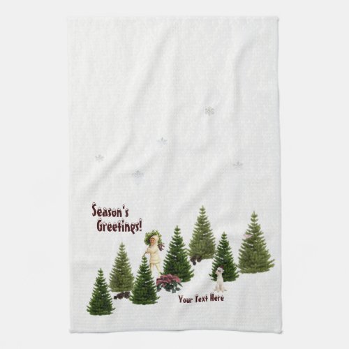 Jack Russell Pink Poinsettias Kitchen Towel