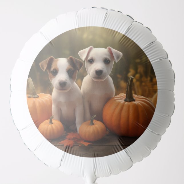 Jack Russell Puppy Autumn Delight Pumpkin  Balloon (Front)