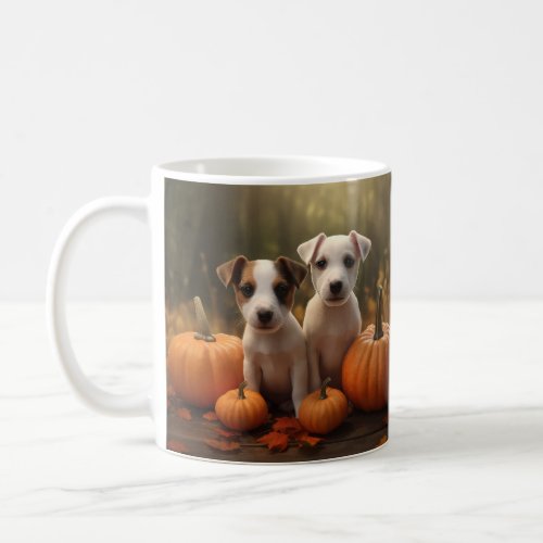 Jack Russell Puppy Autumn Delight Pumpkin  Coffee Mug