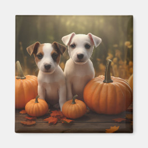 Jack Russell Puppy Autumn Delight Pumpkin  Magnet