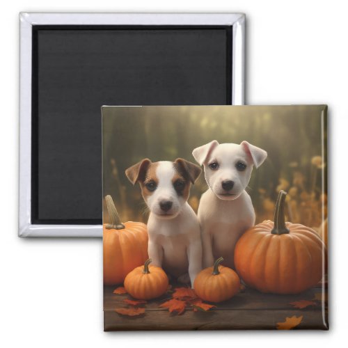 Jack Russell Puppy Autumn Delight Pumpkin  Magnet