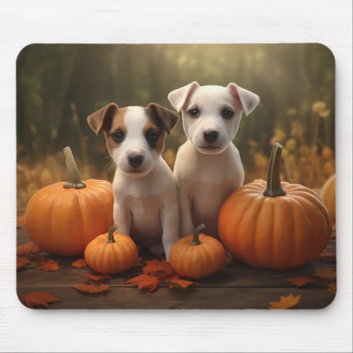 Jack Russell Puppy Autumn Delight Pumpkin  Mouse Pad