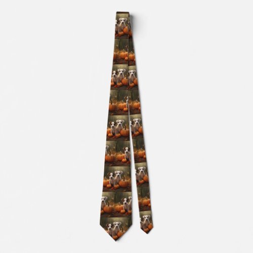 Jack Russell Puppy Autumn Delight Pumpkin  Neck Tie