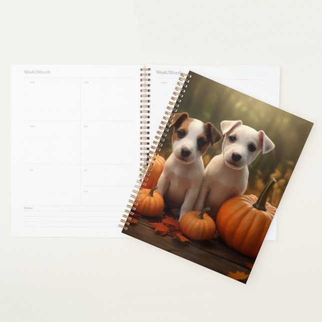 Jack Russell Puppy Autumn Delight Pumpkin  Planner (Display)