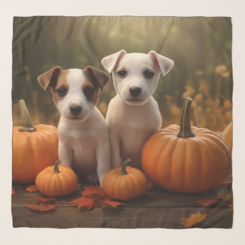 Jack Russell Puppy Autumn Delight Pumpkin  Scarf