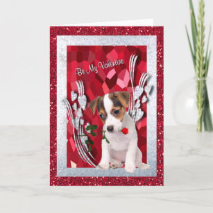 Rough Jack Russell Terrier Dog Valentine Bookmark and Greeting Card 