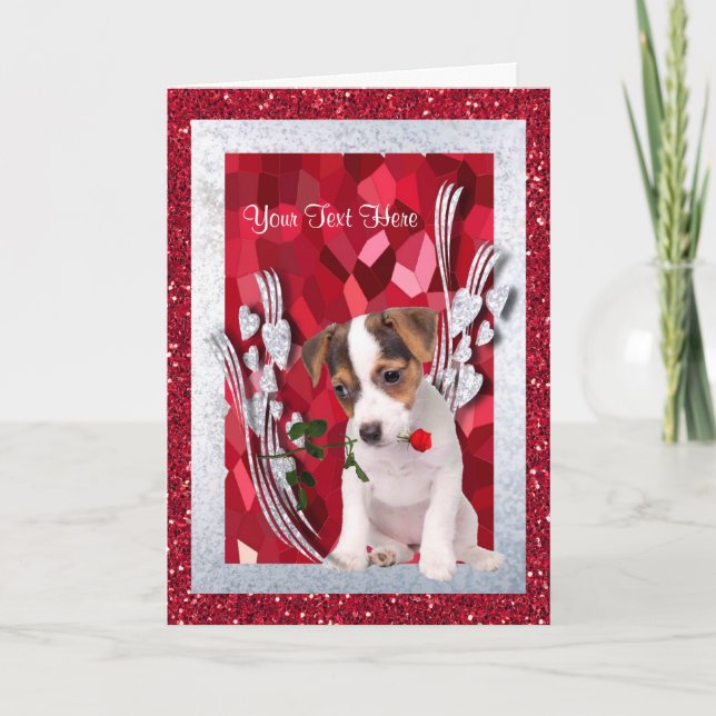 Jack Russell Puppy Customize It Valentine Greeting Holiday Card (Front)