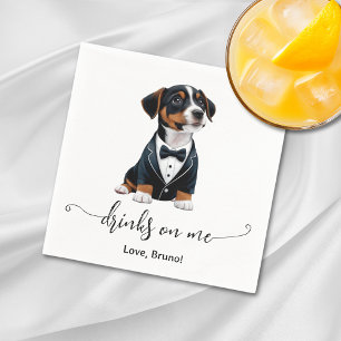 Jack Russell Puppy Drinks On Me Wedding Napkins