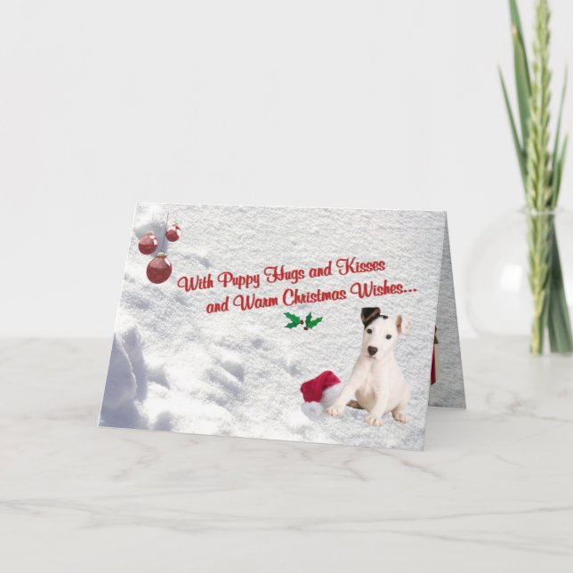 Jack Russell Puppy Hugs & Kisses Greeting Card (Front)