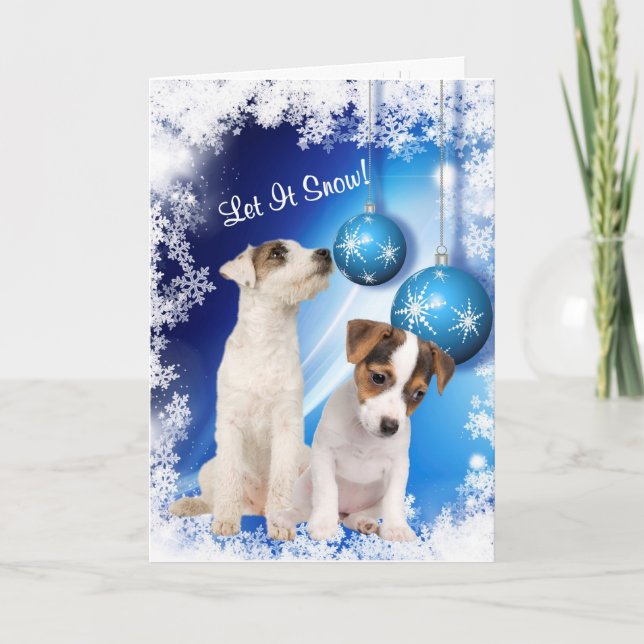 Jack Russell Puppy Let It Snow - Customize It! #2 Holiday Card (Front)