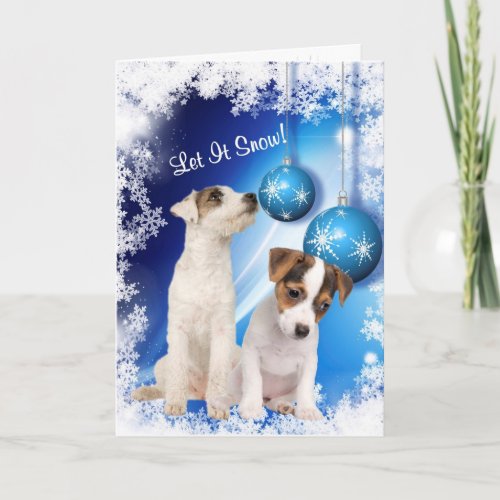 Jack Russell Puppy Let It Snow _ Customize It 2 Holiday Card