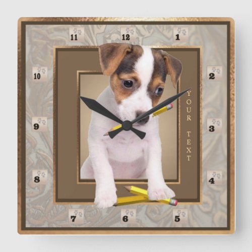 Jack Russell Puppy Ornate Gold Wall Clock