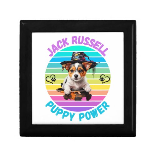 Jack Russell Puppy Portrait With A Hallowen Theme Gift Box