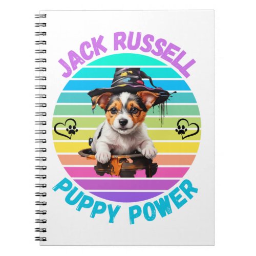 Jack Russell Puppy Portrait With A Hallowen Theme Notebook