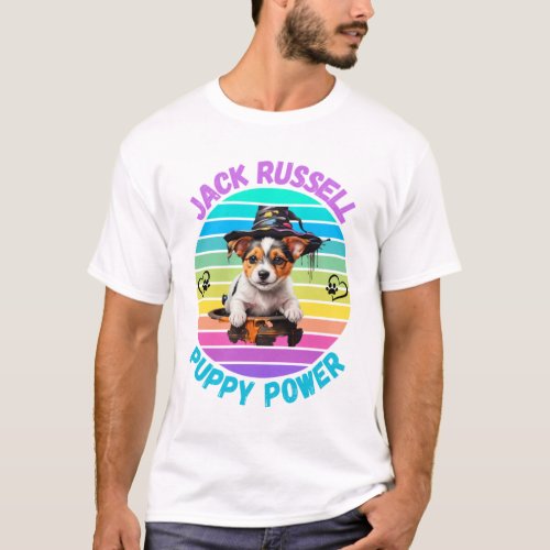 Jack Russell Puppy Portrait With A Hallowen Theme T_Shirt