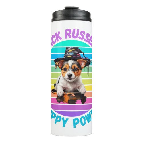 Jack Russell Puppy Portrait With A Hallowen Theme Thermal Tumbler