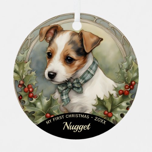 Jack Russell Puppys First Christmas Ornament