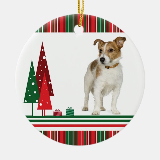 Jack Russell Retro Christmas Ornament (Front)