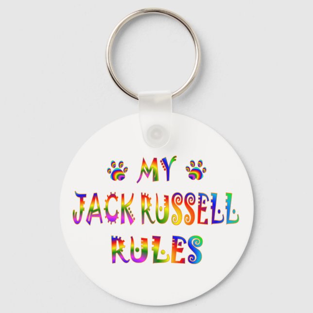 Jack Russell Rules Fun Keychain (Front)