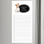 Jack Russell Shopping List Magnetic Notepad<br><div class="desc">Adorable things to fetch Jack Russell dog with a black chalkboard frame personalized with your name.</div>