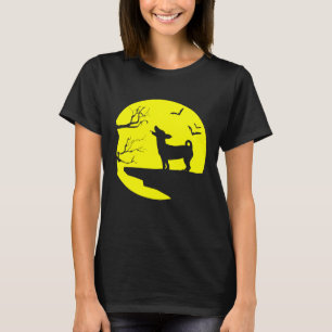 Jack Russell Silhouette In Full Moon Dog Bats And T-Shirt