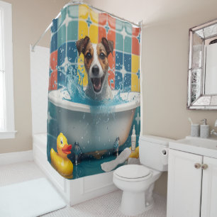 Jack Russell Sloppy Sleepy Cute Funny Shower Curtain